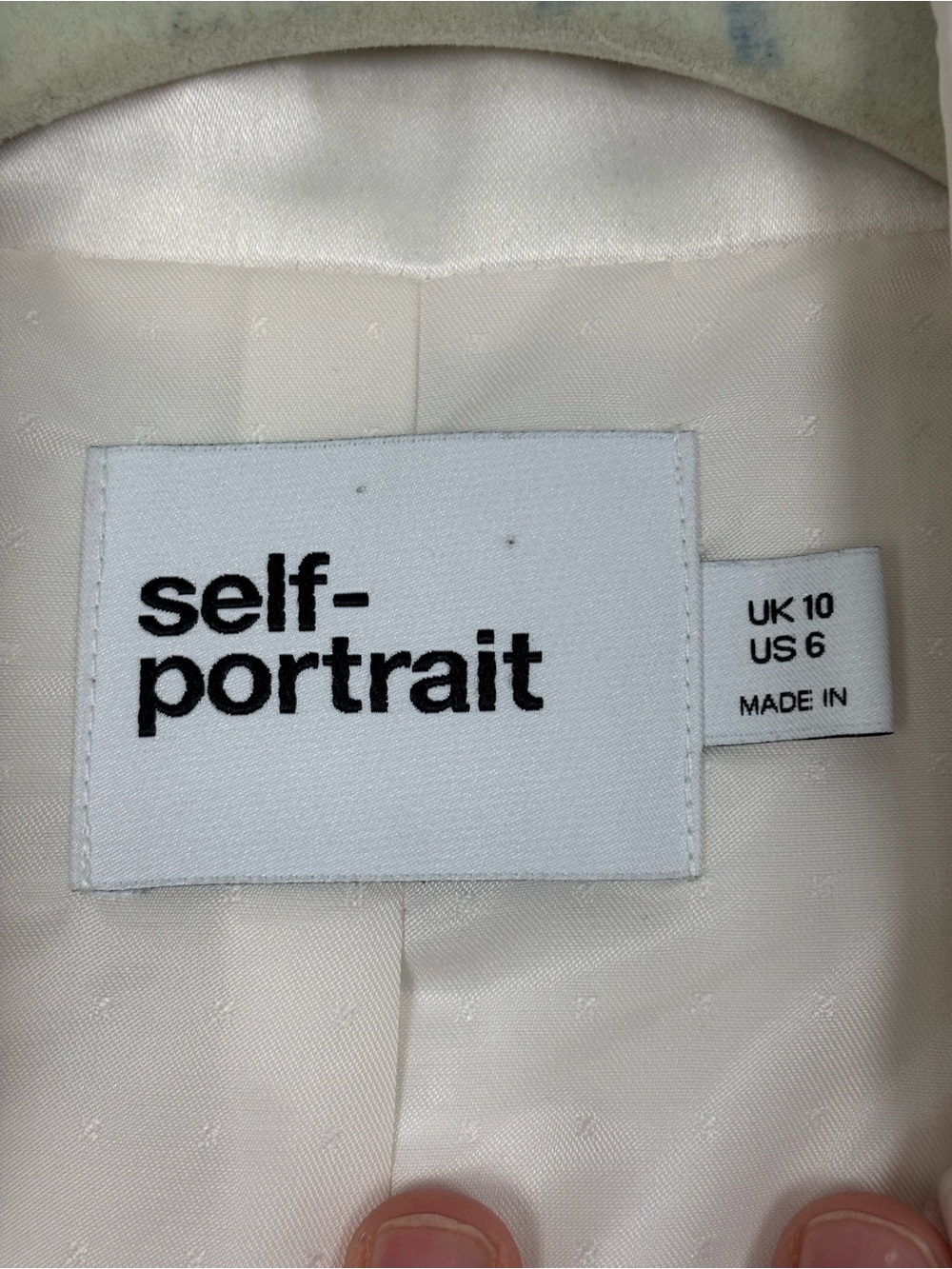 Self-Portrait white Boucle knit cropped blazer jacket size 6 - Picture 9 of 13